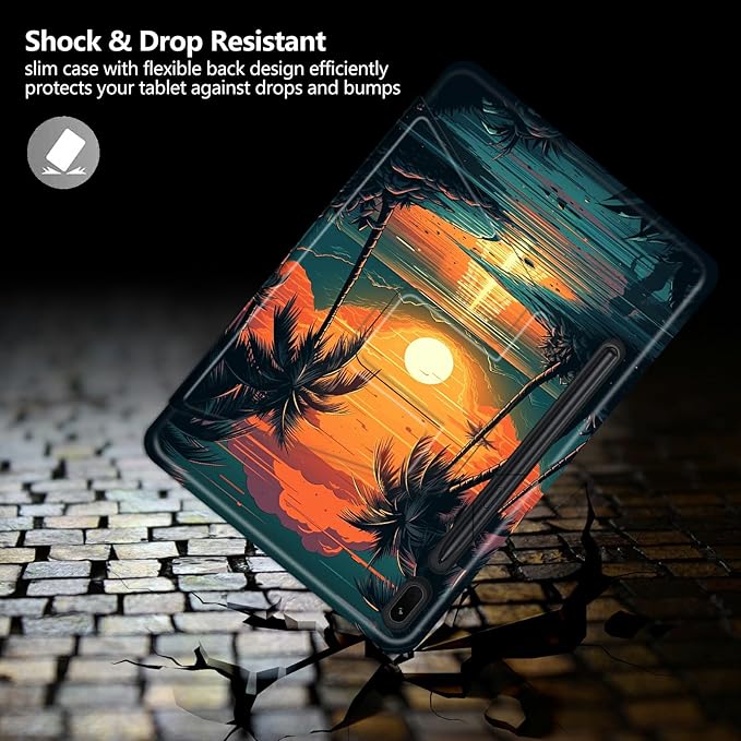 Case for Samsung Galaxy Tab S6 10.5 2019 (Model SM-T860/T865/T867) Tropical Palm Tree Theme 360 Degree Rotating Stand Smart Protective Cover for Samsung S6 T860 Tablet