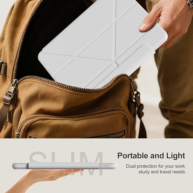 Y-Shaped Detachable Case for iPad (A16) 11th/10th Generation (2025/2022) Clear 360°Rotating Magnetic Back Multi-Stand &amp Shockproof Hybrid Cover for iPad 11/10 Auto Wake/Sleep Gray