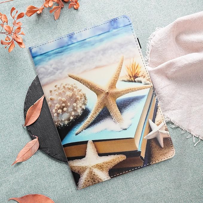 Case for Amazon Kindle Fire Max 11 Tablet (13th Generation2023 Release) 11 with Pencil Holder &amp Folio Stand Magnetic Smart PU Leather Shockproof Cover [Auto Sleep Wake] Beach Starfish