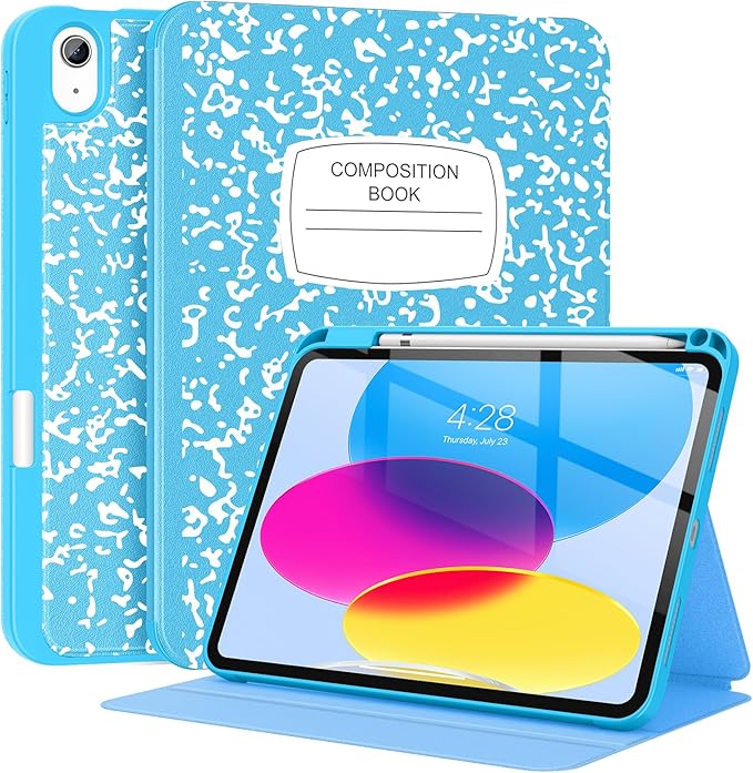 Supveco Case for iPad (A16) 11th Generation 11 inch (2025)iPad 10th Generation 10.9 inch (2022) with Pencil Holder-[Auto Wake/Sleep]Premium Folio Stand Case with Soft TPU Back Cover-Sky Blue