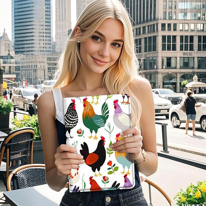 Universal 99.710.110.210.5 Tablet CaseProtective Stand Folio Case for 9-10.5 Inch Tablet Cover for iPad Samsung Others Colorful Rooster Chickens
