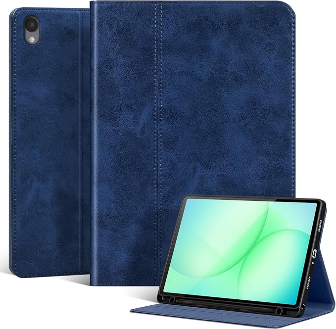 for Samsung Galaxy Tab S11 11 inch 5G Case with S Pen Holder 2025 Model(SM-X730/X736B) Genuine Leather Cover Protective ShellAuto Wake/Sleep.Blue