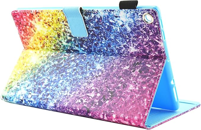 Case for Fire HD 8 (8th/7th/6th Generation 2018/2017/2016) Techcircle Multi-Angle View Stand Cute Pattern Slim Folding Leather Protective Cover with Card Slots Smart Sleep/Wake Colorful Diamond