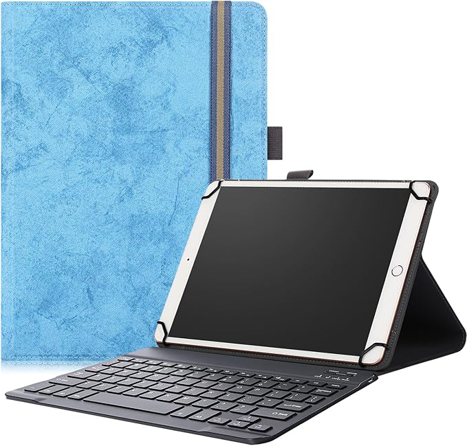 Neezee for 10.1” TABWEE T90 / MENTUME K80 Tablet Case with Keyboard – Universal Slim 2-in-1 Protective Folio Cover (Sky Blue TABWEE T90 / MENTUME K80)