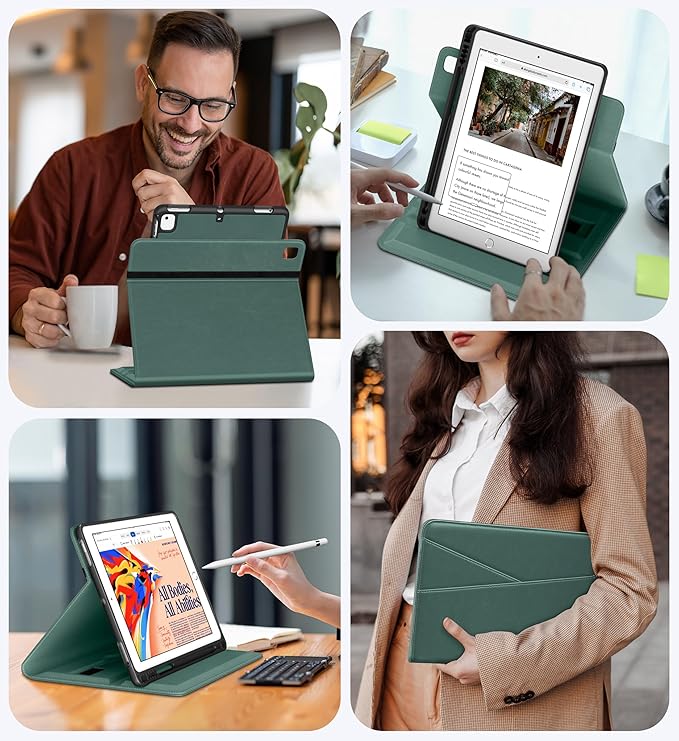 DTTO for iPad 6th / 5th Generation 9.7 Inch (2018/2017) iPad Air 2 / Air 1 Case 360 Degree Rotating Premium Leather Folio Stand Cover with Pencil Holder Midnight Green2