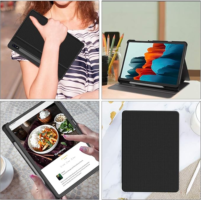 Soke Case for Samsung Tab S8 2022 &amp S7 2020 -Premium Shock Proof Stand Folio Case Multi- Viewing Angles Hard PC Back Cover for Galaxy Tab S8 11 inch Tablet [SM-X700/X706/T870/T875/T878] Black