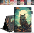 Case for Amazon Kindle Fire 7 Tablet (7 9th/7th Generation 2019/2017 Release) Slim PU Leather Cover with Card Slot &amp Auto Wake/Sleep Cat Under The Moon