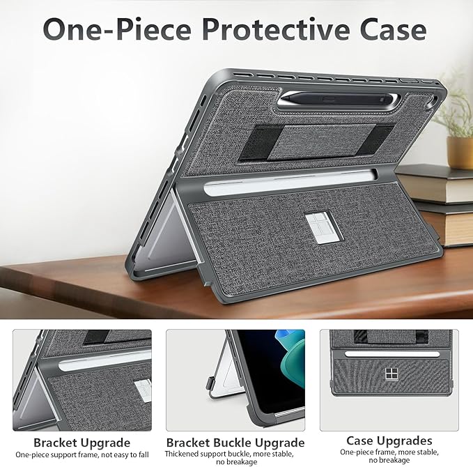 Protective Case for Microsoft Surface Pro 12 inch 2025 | Fall-Resistant Cover with Hand Strap | Compatible with Built-in Kickstand &amp Magnetic Slim Pen Storage &amp Type Cover Keyboard | Gray