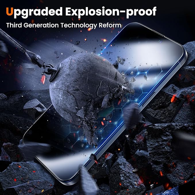UniqueMe for iPhone 14 Screen Protector - [Military Grade Shatterproof &amp 9H+ Hardness] Screen Protector 14 Tempered Glass Full Coverage Protection Easy Installation 2 Packs