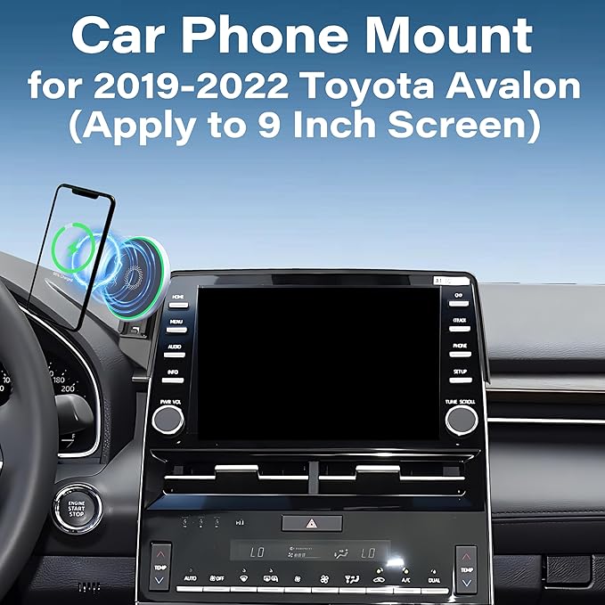 Car Phone Holder for Toyota Avalon 2019-2022 Accessories Apply to 9 Inch Touch Screen 15W Fast Wireless Charger Screen Fixed Clip Cell Phone Mount Hands-Free 360 Degree Rotation
