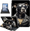 Case for Kindle Fire HD 10 Tablet (5th/7th/9th Generation2015/2017/2019 Release) Dog with Sunglasses Theme 360 Degree Rotating Stand Protective Cover with Auto Sleep/Wake for HD 10 Tablet