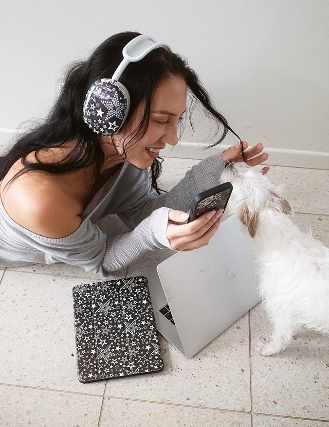 Wildflower Cases - Star Girl iPad Pro Folio Compatible with Apple iPad 11 | White Black Stars Trendy - Durable Protective Leather Cover Lightweight Built-in Stand Women Owned Small Business