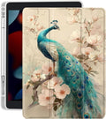 Aesthetic Flower Peacock Case for Ipad Pro 13 Inch M4 2024 Gorgeous Floral Bird Cover Chic Shell Auto Sleep/Wake Anti-Slip Shockproof Cover with Clear Back &amp Pencil Holder(Girls Women)