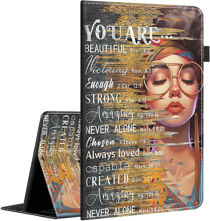 Case for Amazon Fire HD 10 Tablet (9th/7th/5th Generation2019/2017/2015 Release) Multi-Angle Smart Stand Cover Auto Sleep/Wake for Fire 10.1 InchAfrican American Girl Quotes Inspirational