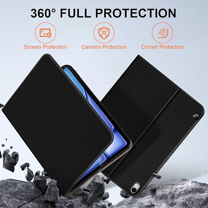 for iPad Air 13 Inch Case M4/M3/M2 (2026/2025/2024) Leather Protective Shockproof Smart Cover Adjustable Stand - Auto Wake/Sleep and Multiple View AnglesBlack.