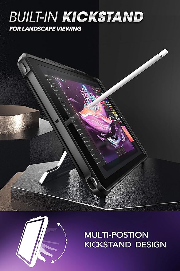 SUPCASE UB Series Designed for iPad 10.2 2019/2020/2021 iPad Air 3 Case 10.5 Inch with Built-in Apple Pencil Holder Full Body Rugged Protective Case for iPad 9th/8th/7th Generation (Black)