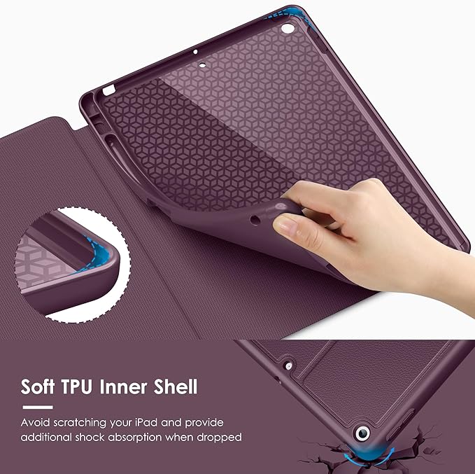 VIKESI Case for iPad 9th / 8th / 7th Generation 10.2 inch (2021/2020/2019 Released)Multiple Angles Magnetic Stand CoverShockproof BackPencil Holderand Auto Sleep/WakeDark Purple