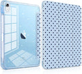 TWOLSKOO Sparkly Case for iPad Pro 11 inch (M5 2025 / M4 2024) Glitter Hard Acrylic Back with Pencil Holder Slim Trifold Stand Folio Cover Auto Sleep/Wake Blue Polka Dot