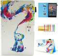 Case for Fire HD 8 (8th/7th/6th Generation 2018/2017/2016) Techcircle Multi-Angle View Stand Cute Pattern Slim Folding Leather Protective Cover with Card Slots Smart Sleep/Wake Colorful Elephant