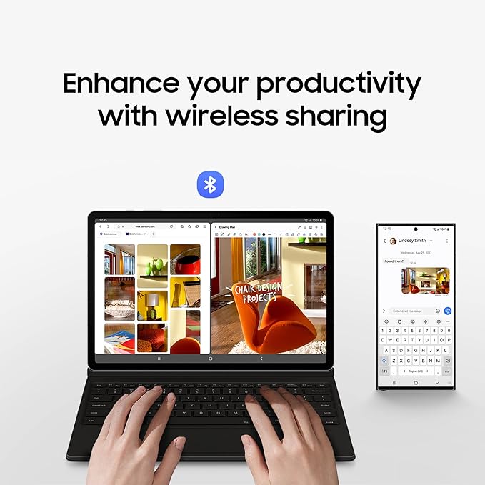 SAMSUNG Galaxy Tab S10+ Book Cover Keyboard AI Key Detachable Platform PC-Like Experience Adjustable Viewing Angles Wireless Keyboard Sharing US Version White