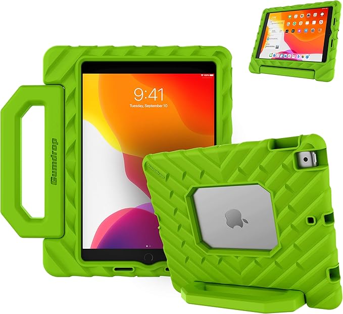 Gumdrop FoamTech Case ONLY fits Apple iPad 9th | 8th | 7th Generation (10.2-inch) Rugged Lightweight Shockproof &amp Drop Tested for Kids K-12 Students Teachers Classrooms &amp School Use - Lime Gre