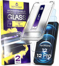 Defenslim for iPhone 12 &amp 12 PRO Screen Protector (2Pack) Easy Auto-Dust &amp Align Install Kit 6.1 Tempered Glass 9H Hardness Ultra HD Clear Case Friendly WonderShield