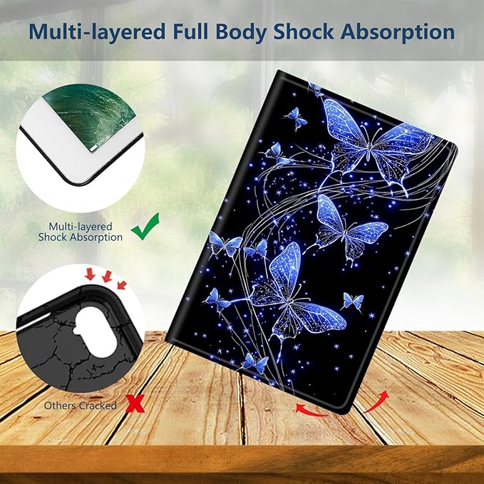 Slim Case for Samsung Galaxy Tab A9+ / A9 Plus 11 2023 (SM-X210/X216/X218) Lightweight PU Leather Multi-Angle Viewing Smart Stand Shell Cover with Auto Wake/Sleep Art Butterflies