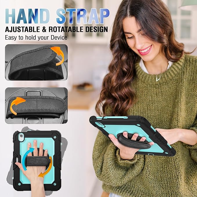 Herize Case Compatible with iPad Air 11 2025/2024 with Screen Protector Pen Holder | Case for iPad Air 7th/6th Gen 11 inch | Heavy Duty Rugged Protective Cover W/Hand Strap Shoulder Strap