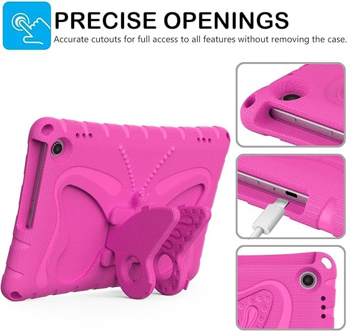 Kids Case Compatible with Kindle Fire HD 10 Tablet (13th/11th Generation 2023/2021 Release) Lightweight Shockproof Case EVA Foam Cover with Shoulder Strap &amp Stand Cover for Boys Girls(Rose Red)