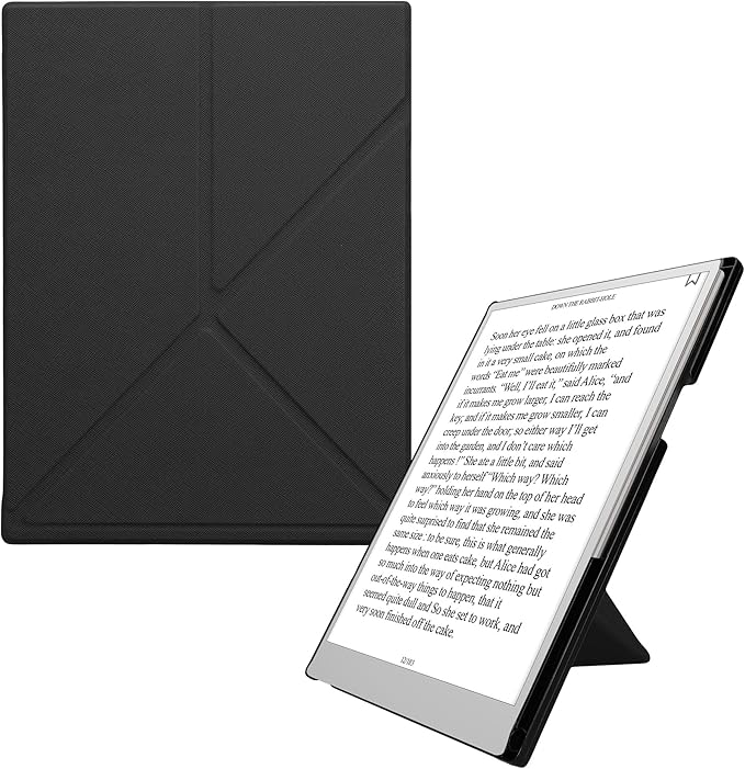 kwmobile Origami Case Compatible with Remarkable Paper Pro Cover - Faux Leather Tablet Case - with Stand and Pen Holder - Black
