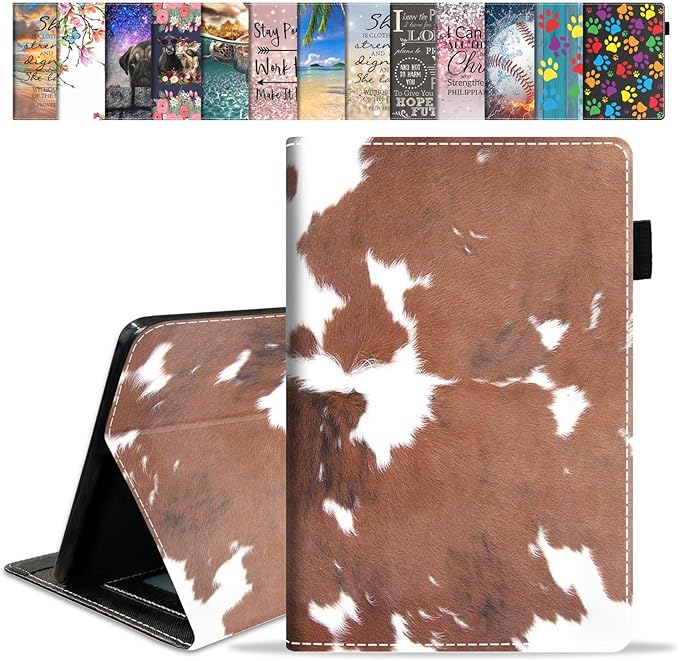 Case for Amazon Kindle Fire HD 10 &amp 10 Plus Tablet 10.1 (13th/11th Generation 2023/2021 Release) - Premium PU Leather Cover with Auto Sleep Wake - Brown Cow Print