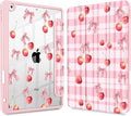 for iPad 9th Generation with Pencil Holder iPad 8th/7th Gen Case 10.2-inch [Built in Pencil Holder] Trifold Stand Auto Wake/Sleep Clear TPU Protection Back Cover Cherry Bow P704