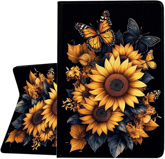 Case for Samsung Galaxy Tab A11 / Tab A9 8.7-Inch 2025/2023Slim Protective LeatherAuto Wake/SleepAdjustable Viewing Angle Stand.Sunflower Butterfly