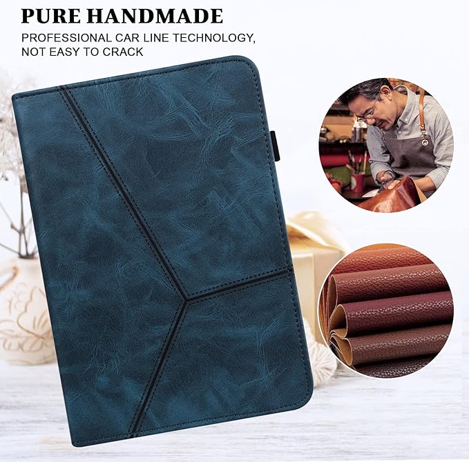 Case for Amazon Kindle Fire Max 11 Case (13th Generation 2023 Release) 11PU Leather Folio Stand Stylish Solid Color Stripe Stand Cover for Fire 11 Tablet - Blue