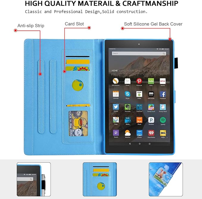 Case for Amazon Fire HD 10 Tablet (5th/7th/9th Generation) Techcircle Cute Stand Folio Slim Fit Leather Protective Flip Cover Case with Card Slots &amp Pen Holder Sleep/Wake Feature Wonderful Scen