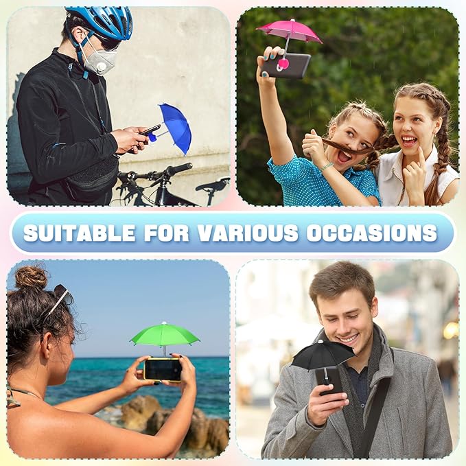 8 Sets Phone Umbrella for Sun Phone Umbrella Cell UV Protection Adjustable Sunshade with Hand Style Suction Cup Outdoor Sun Shield Sunshade for Summer Beach Holiday (Lovely)