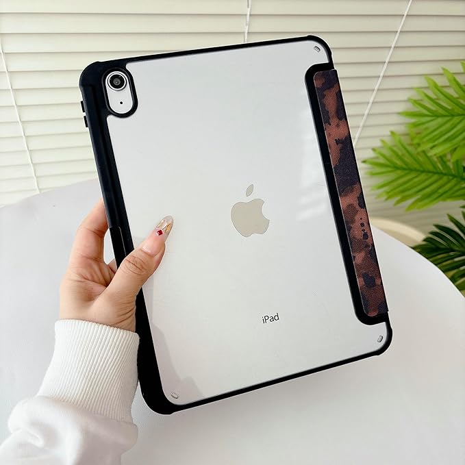 JANDM Leopard Case for iPad 11th Generation 11 Inch 2025 iPad 10th Case 10.9 Inch 2022 Trifold Stand with Auto Wake/Sleep Soft Tortoise Shell Amber Leopard Pattern Case