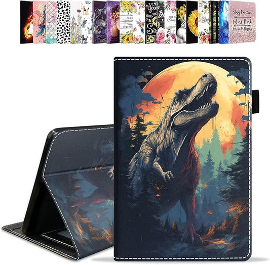 Case for All-New Amazon Kindle Fire HD 10 &amp 10 Plus Tablet 10.1 (13th/11th Generation 2023/2021 Release) - PU Leather Folio Case with Smart Auto Wake/Sleep Dinosaur