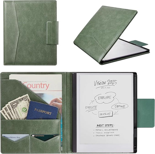 CoBak Premium PU Leather Case for 10.3 Remarkable 2 Tablet (2020) - Folder Design Slim Hard Shell with Pen HolderVintage Green