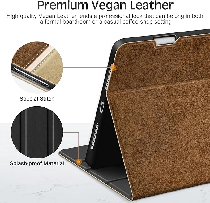 KingBlanc Case for iPad Pro 12.9 6th/5th/4th/3rd Generation 2022/2021/2020/2018 with Pencil Holder Vegan Leather Bicolor Cover Auto Sleep/Wake Support Pencil2 Charging Multi-Angle Viewing Beige