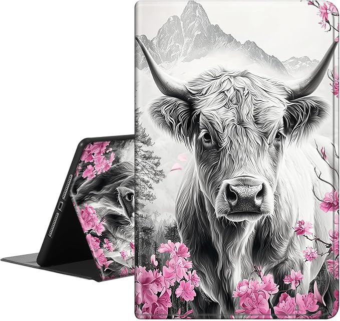 Cherry Blossom Highland Cow