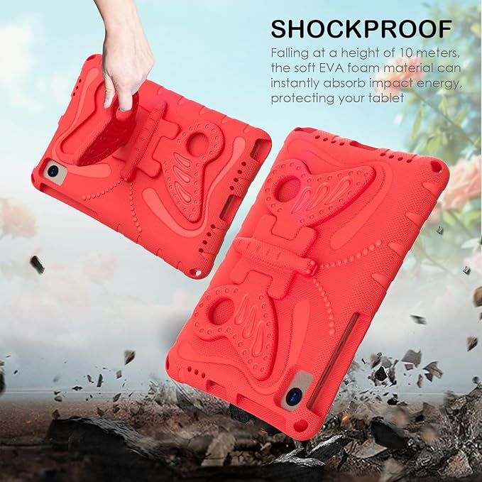 YEMENGHUA Heavy Duty Protection Compatible with Samsung Galaxy Tab S5e 10.5 (2019) SM-T720Lightweight EVA Kid Friendly Shockproof Protective CaseShoulder Strap Case Butterfly Kids Case(Vermelho)