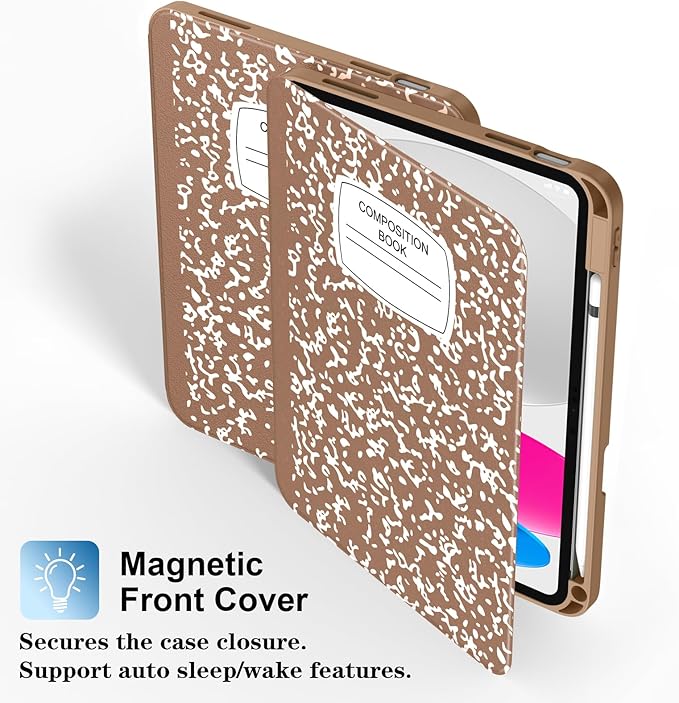 Supveco Case for iPad (A16) 11th Generation 11 inch (2025)iPad 10th Generation 10.9 inch (2022) with Pencil Holder-[Auto Wake/Sleep]Premium Folio Stand Case with Soft TPU Back Cover-Bronze