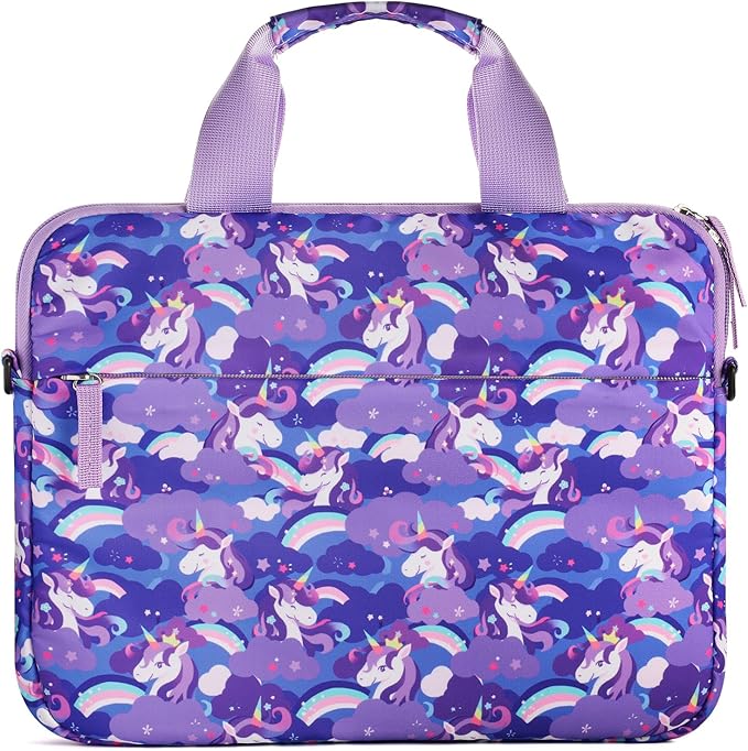 Kids Tablet Bag for Girls Kids Tablet Carrying Case for Fire HD 10 HD 8 Fire 7 Sleeve Bag Kid Kindle Bag iPad Bag for Kid Unicorn Purple