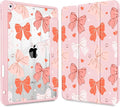 for iPad 9th Generation with Pencil Holder iPad 8th/7th Gen Case 10.2-inch [Built in Pencil Holder] Trifold Stand Auto Wake/Sleep Clear TPU Protection Back Cover Bows SD146