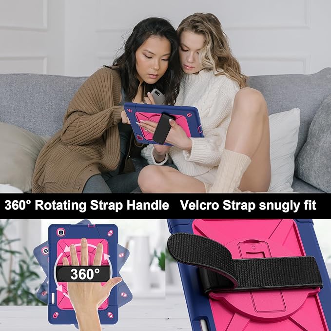 for Samsung Galaxy Tab S6 Lite Tablet Case 10.4 inch 2024/2022/2020 360 Rotating Stand Heavy Duty Shockproof Silicone Case for Galaxy Tab S6 lite (SM-P620/P625/P610/P613/P615/P619) Navy Blue