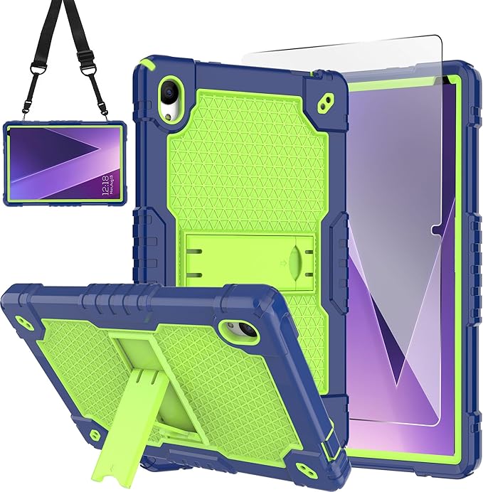 Case for Pritom Tab 10 Lite Tablet/TECLAST P26T/TECLAST P25T/Wetap M10 10.1 inch Tablet Shockproof Firendly Case Built in Kickstand Shoulder Strap with Screen Protector (Navy Blue/Green/1 PC)