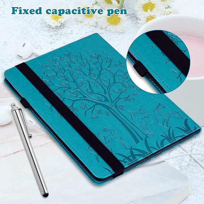 ALILANG for Kindle Fire Max 11 Case (13th Generation 2023 Release) Tree Embossed PU Leather Card Slot Shockproof Smart Cover for Kindle Fire Max 11 2023 Tablet Case -Blue