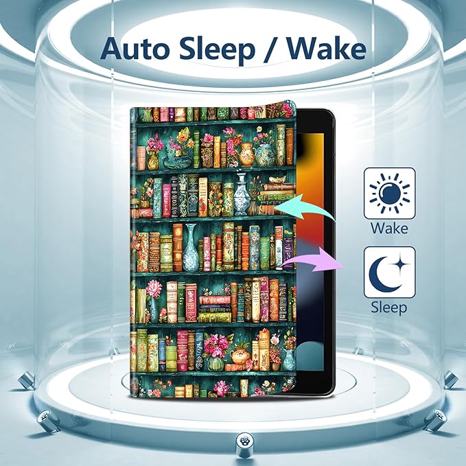 Slim Case for Samsung Galaxy Tab A9+ / A9 Plus 11 2023 (SM-X210/X216/X218) Lightweight PU Leather Multi-Angle Viewing Smart Stand Shell Cover with Auto Wake/Sleep Art Bookshelf