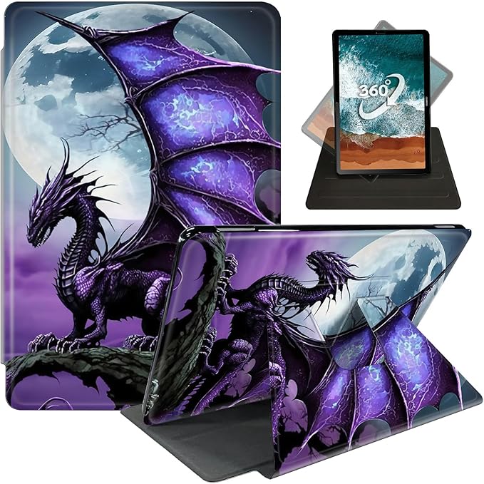 for Fire HD 10 Case 2021Fire HD 10 Plus Tablet Case (11th Generation2021 Version)360 Degree Rotating Swivel Stand Cover for Amazon Kindle Fire HD 10 11th Gen-Arcient Dragon Purple